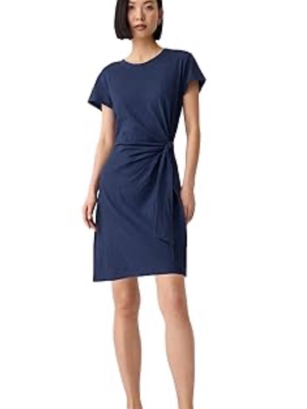 GAP Navy Side-Knot Short Sleeve Mini Dress